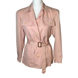 Ralph Lauren VTG women's wool safari belted 100% wool jacket dusty light pink 4